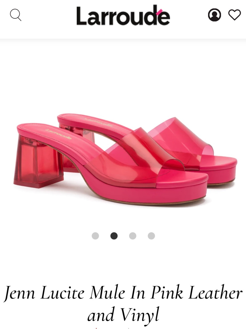 •LARROUDE• Jenn Lucite Mule in <PINK> [leather & vinyl] 7.5